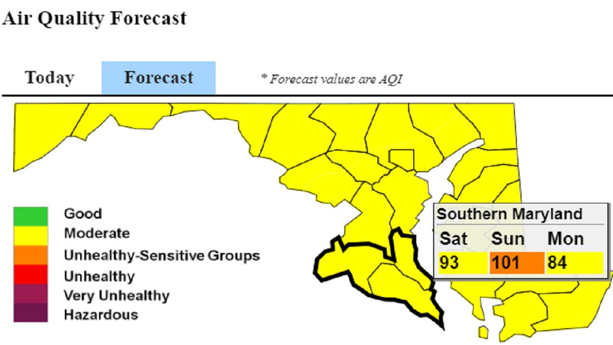 Air Quality Alert Issued for Southern Maryland Due to Ozone and ...